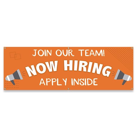 Signmission Join Our Team Now Hiring Apply Inside Banner Concession Stand Food Truck Single Sided B-72-30093